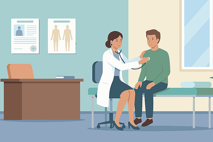 Ärztin mit Patient