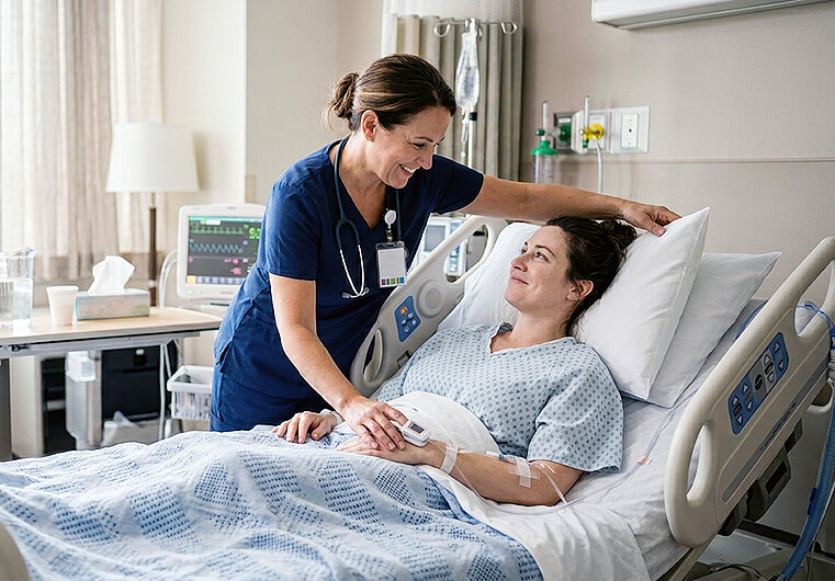 Krankenschwester mit Patientin