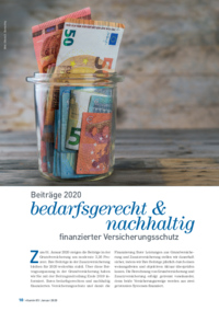 Titelseite Beiträge 2020: nachhaltig finanzierter Versicherungsschutz