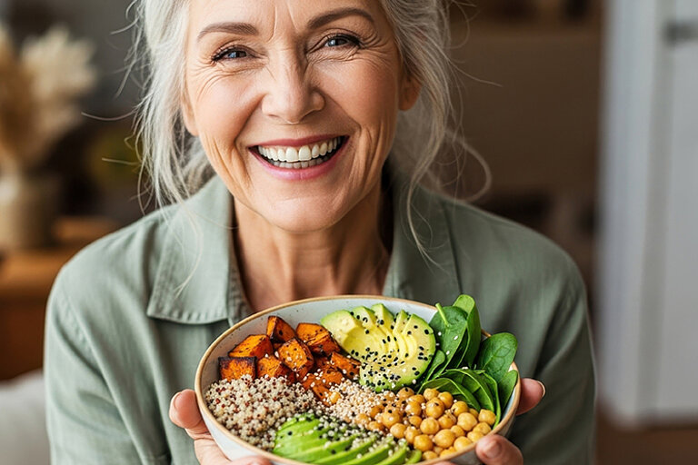 Frau und gesunde Lebensmittel