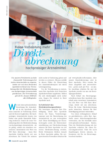 Vorschaubild Direktabrechnung: Entlastung bei teuren Arzneimitteln